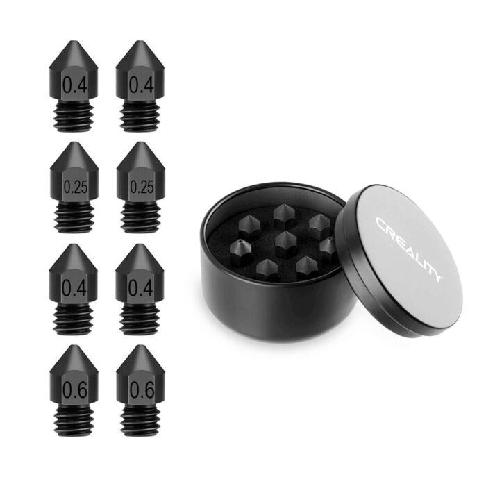 Kit de Nozzles Profesional Acero Reforzado Niquelado x8 Piezas (4x0.4mm / 2x0.25mm / 2x0.6mm)